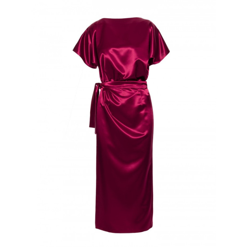 M887 Sukienka z wiązaniem - bordowa