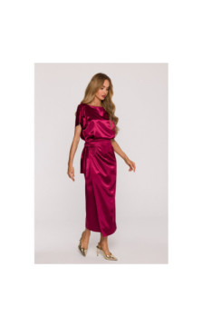 M887 Sukienka z wiązaniem - bordowa