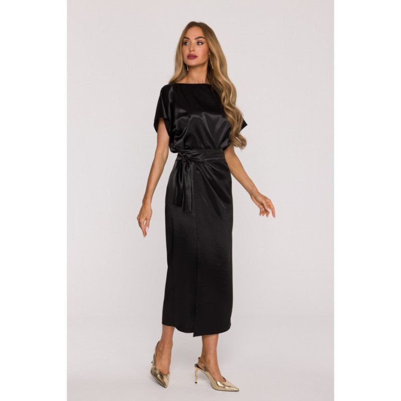 M887 Sukienka z wiązaniem - czarna