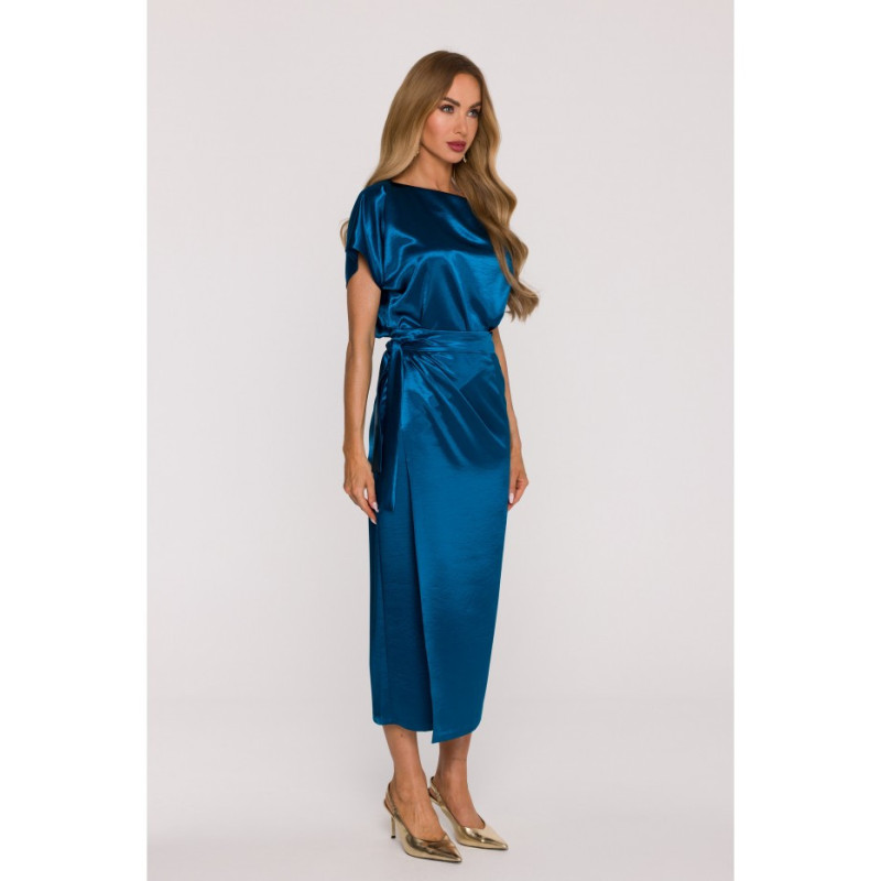 M887 Sukienka z wiązaniem - morska