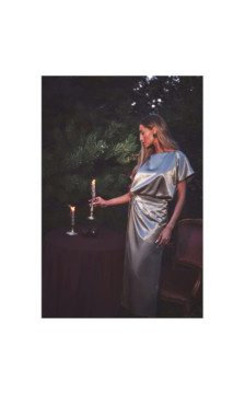 M887 Sukienka z wiązaniem - złota