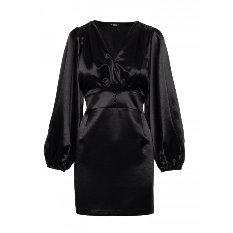 M888 Sukienka mini z bufiastymi rękawami - czarna