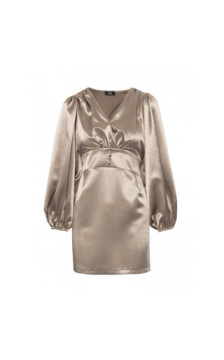 M888 Sukienka mini z bufiastymi rękawami - złota