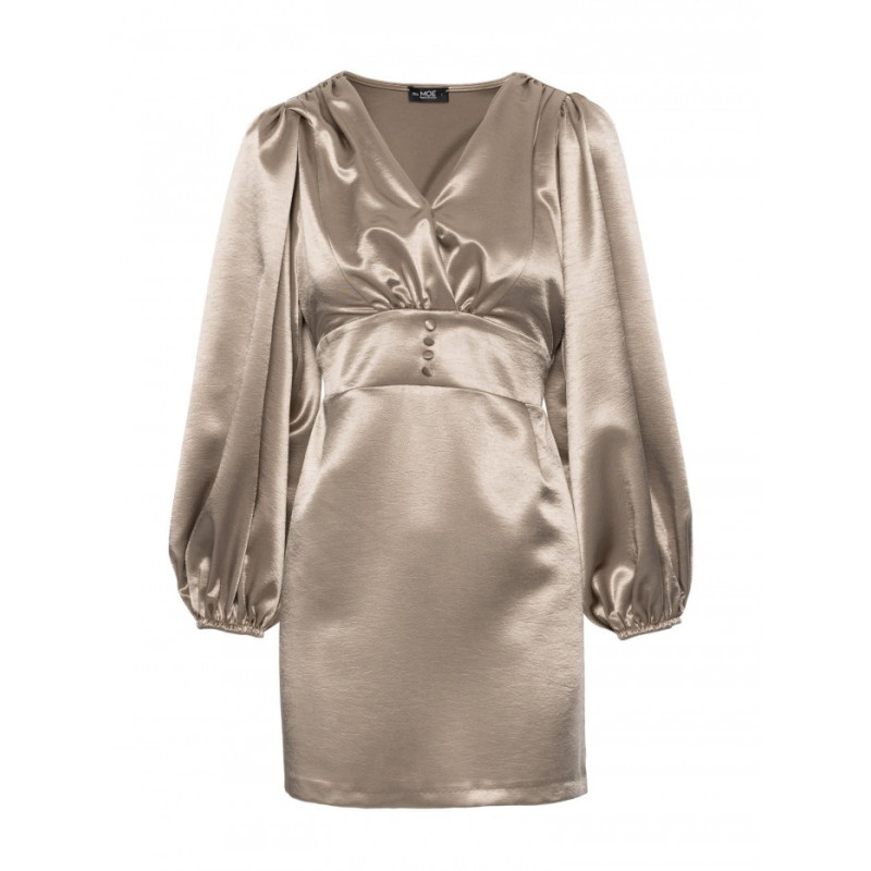 M888 Sukienka mini z bufiastymi rękawami - złota