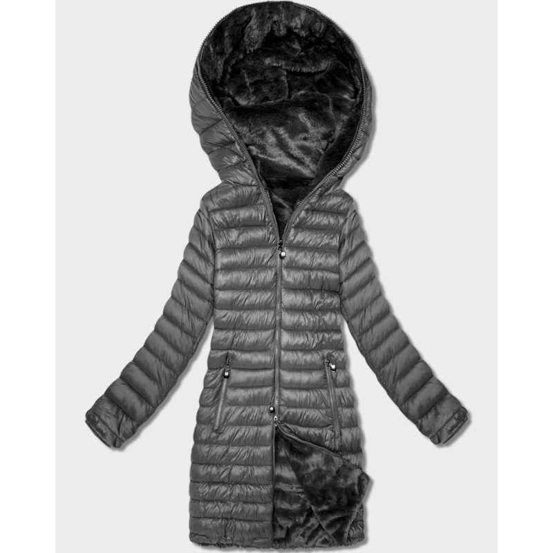 LONG JACKET WITH HOOD BLACK (PM7231) striukė