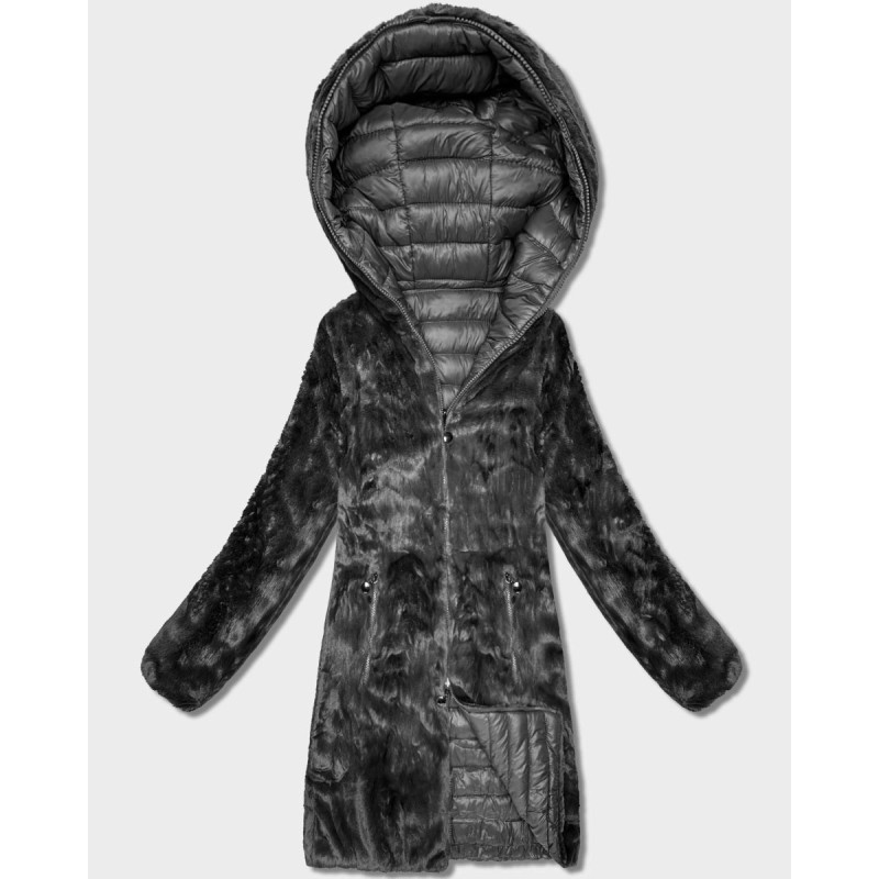 LONG JACKET WITH HOOD BLACK (PM7231) striukė