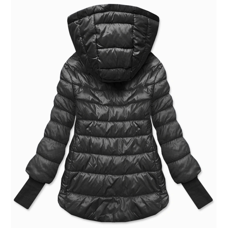 LONG JACKET WITH HOOD BLACK (PM7231) striukė