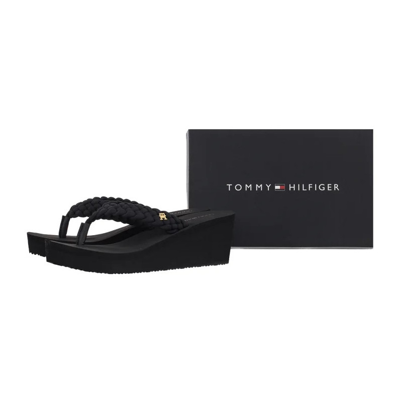 Tommy Hilfiger TH Wedge Braided Summer Sandal Black FW0FW09198 BDS (TH1441-b) kingad