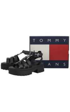 Tommy Hilfiger Tjw Fisherman Leather Max Sandal Black EN0EN029943 BDS (TH1460-a) kingad