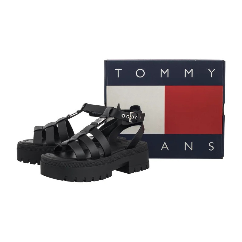 Tommy Hilfiger Tjw Fisherman Leather Max Sandal Black EN0EN029943 BDS (TH1460-a) kingad