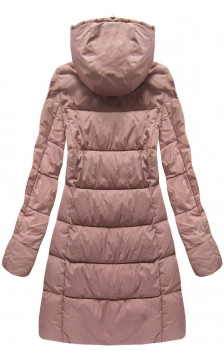 LONG QUILTED HOODED JACKET VINTAGE PINK (7702BIG) striukė