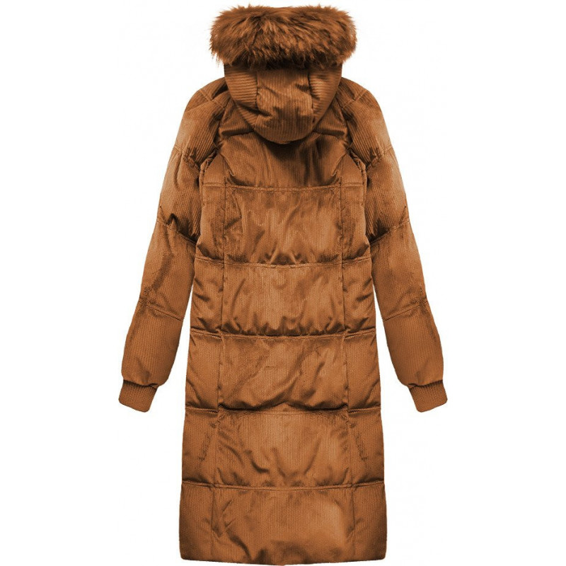  STRIPED JACKET WITH CARAMEL HOOD (7763) striukė