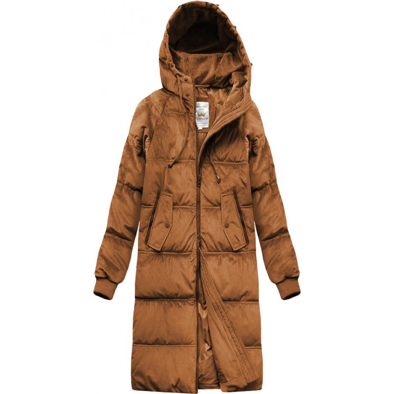  STRIPED JACKET WITH CARAMEL HOOD (7763) striukė