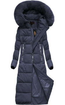 LONG WINTER HOODED JACKET NAVY BLUE (7688) striukė
