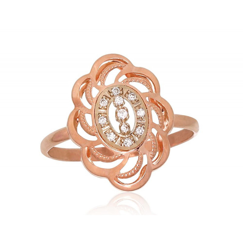 Kuldsõrmus 1100899(Au-R+Au-W)_CZ, Valge/Punane Kuld 585°, Tsirkonid