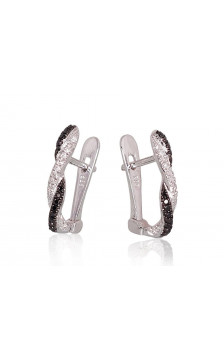 'Inglise' sulguriga kullast kõrvarõngad 1200273(Au-W+PRh-Bk)_DI+DIBk, Valge Kuld 585°, roodium (kate) , Briljant ,