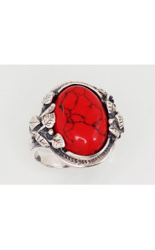 Hõbesõrmus 2101199(POx-Bk)_COX, Hõbe 925°, oksüüd (kate), Korallid (Imiteering)