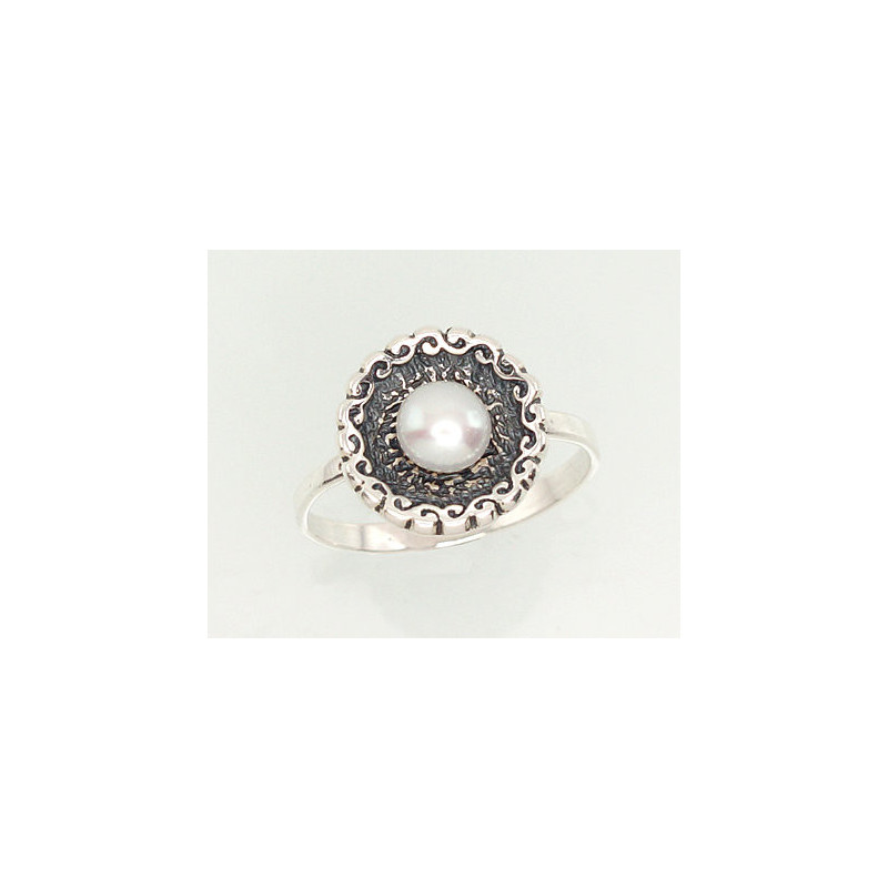 Hõbesõrmus 2101204(POx-Bk)_PE, Hõbe 925°, oksüüd (kate), Pärlitest