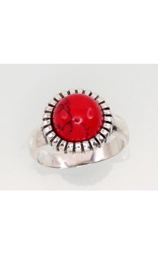 Hõbesõrmus 2101425(POx-Bk)_COX, Hõbe 925°, oksüüd (kate), Korallid (Imiteering)