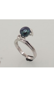 Hõbesõrmus 2101457(PRh-Gr)_PE-BK, Hõbe 925°, roodium (kate), Pärlitest