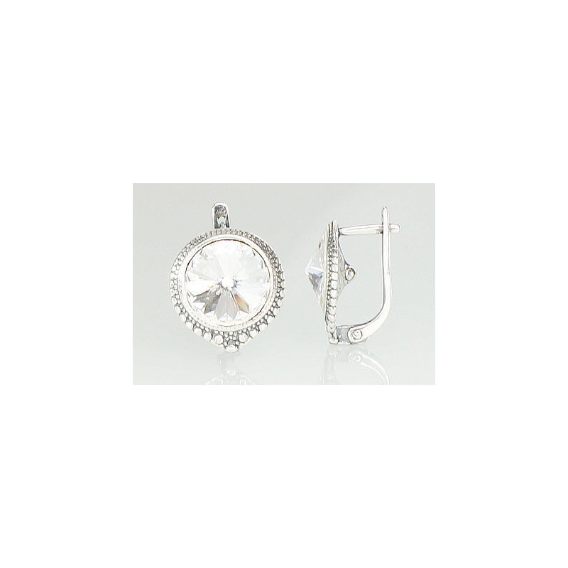 'Inglise' sulguriga hõbekõrverõngad 2201099(POx-Bk)_SV, Hõbe 925°, oksüüd (kate), Kristallid