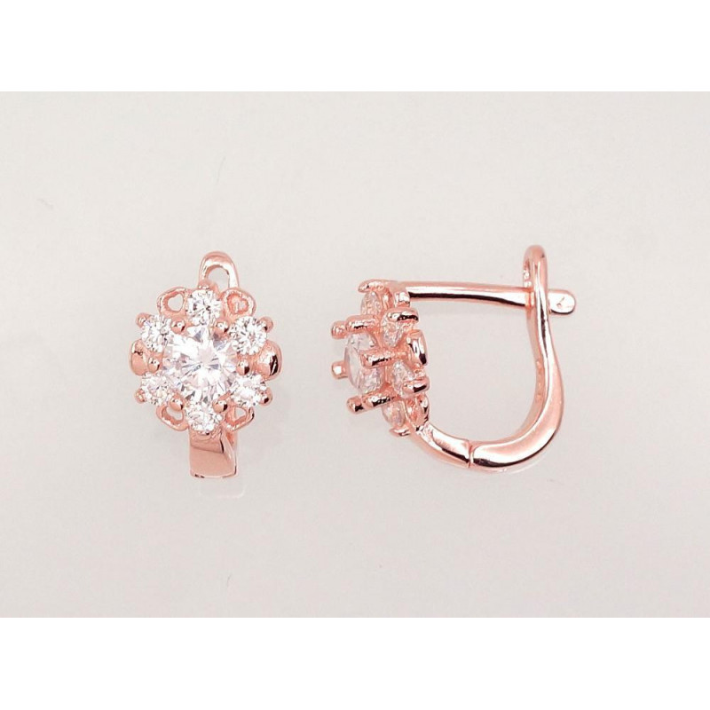 'Inglise' sulguriga hõbekõrverõngad 2202945(PAu-R)_CZ, Hõbe 925°, punane kuld (kate), Tsirkonid