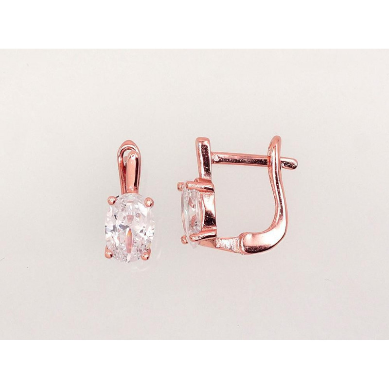 'Inglise' sulguriga hõbekõrverõngad 2202947(PAu-R)_CZ, Hõbe 925°, punane kuld (kate), Tsirkonid