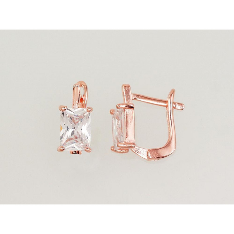 'Inglise' sulguriga hõbekõrverõngad 2202985(PAu-R)_CZ, Hõbe 925°, punane kuld (kate), Tsirkonid