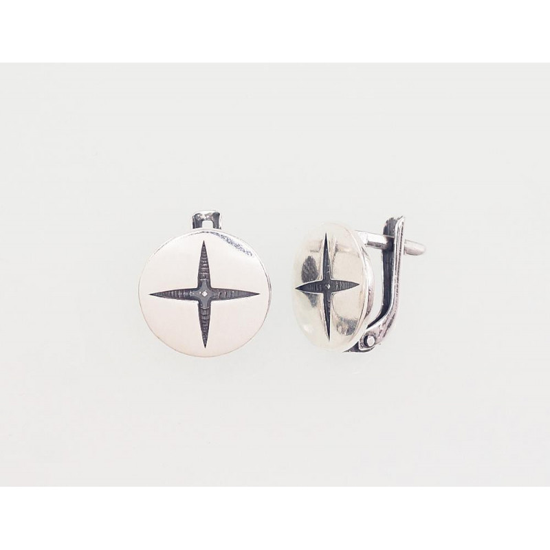 'Inglise' sulguriga hõbekõrverõngad 2203012(POx-Bk), Hõbe 925°, oksüüd (kate)