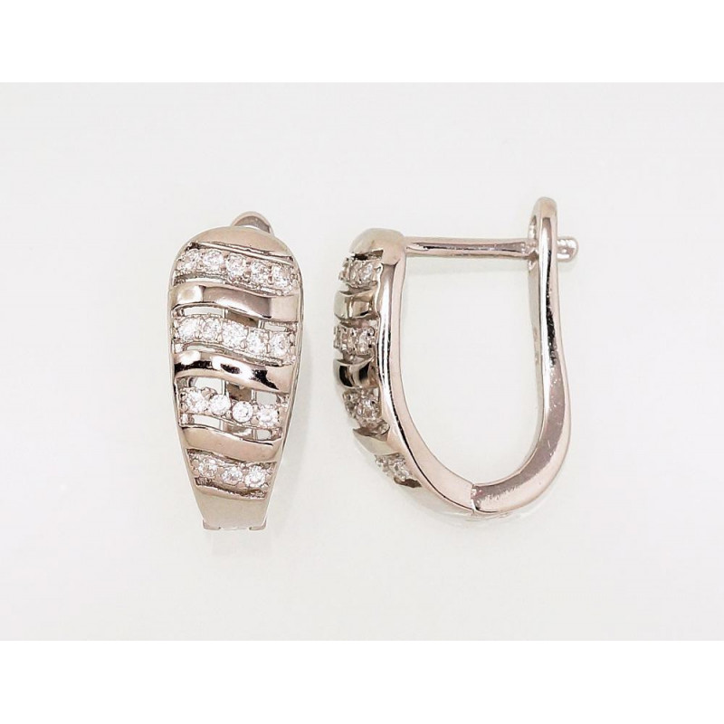 'Inglise' sulguriga hõbekõrverõngad 2203111(PRh-Gr)_CZ, Hõbe 925°, roodium (kate), Tsirkonid