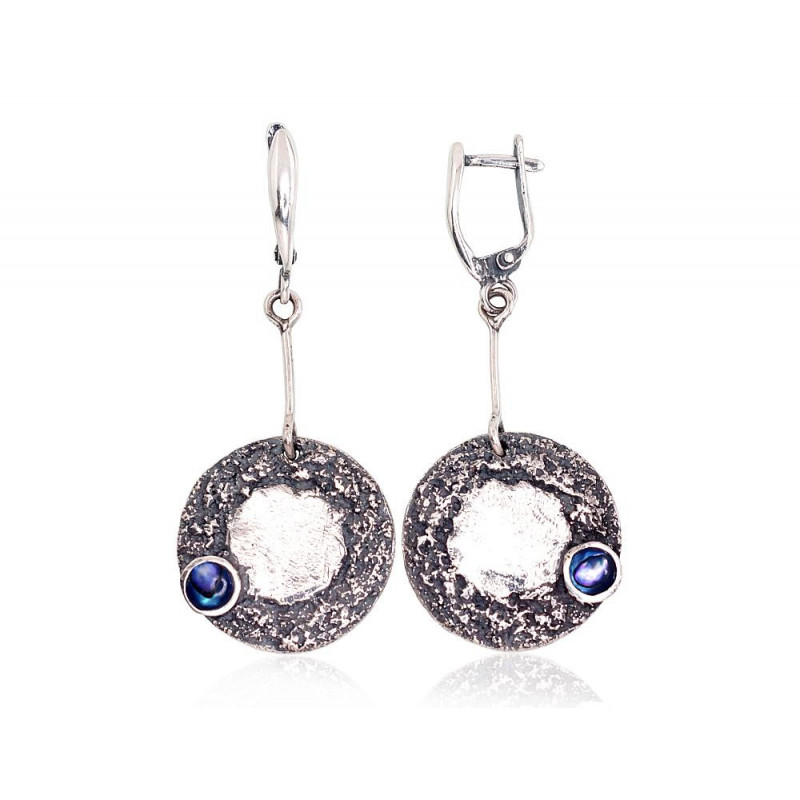 Hõbedast kõrvarõngad 2203266(POx-Bk)_PL-G, Hõbe 925°, oksüüd (kate), Pärlmutter