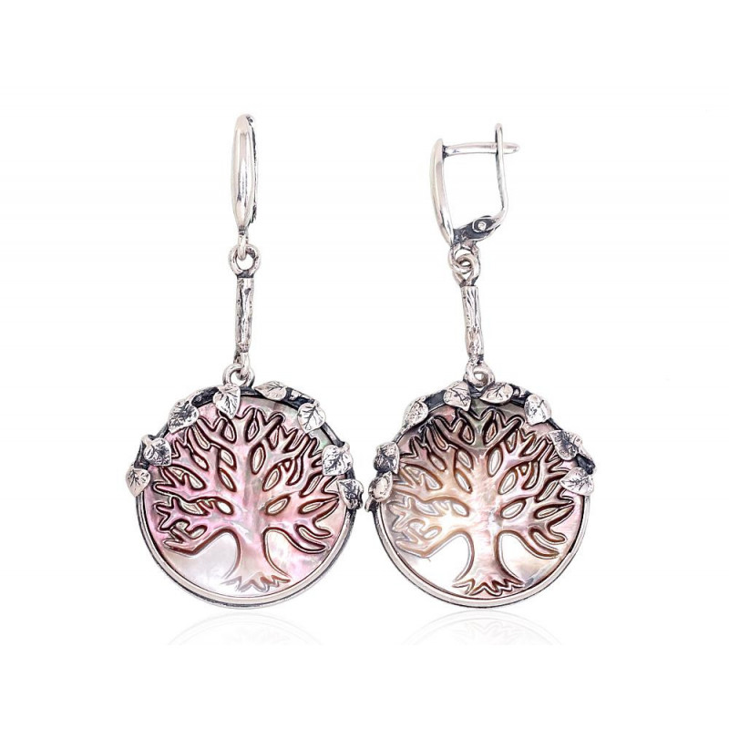 Hõbedast kõrvarõngad 2203267(POx-Bk)_PL-G, Hõbe 925°, oksüüd (kate), Pärlmutter