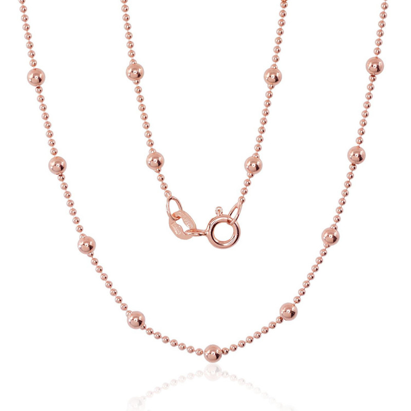 Hõbekett Bead 1-3 mm 2400058(PAu-R), Hõbe 925°, punane kuld (kate)