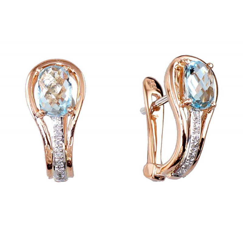 'Inglise' sulguriga kullast kõrvarõngad 1200276(Au-R+PRh-W)_DI+TZLB, Punane Kuld 585°, roodium (kate) , Briljant ,